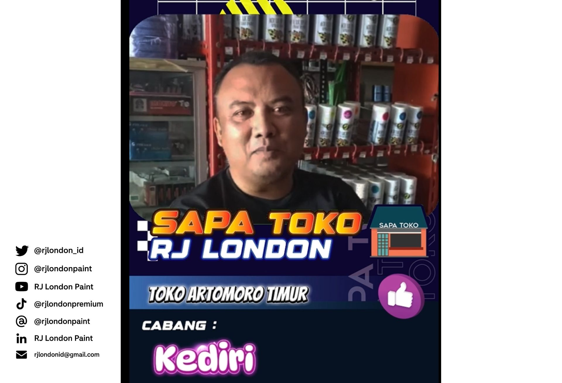 Sapa Toko Cabang Kediri RJ London di Toko Artomoro Timur, Mitra Setia Selama 12 Tahun